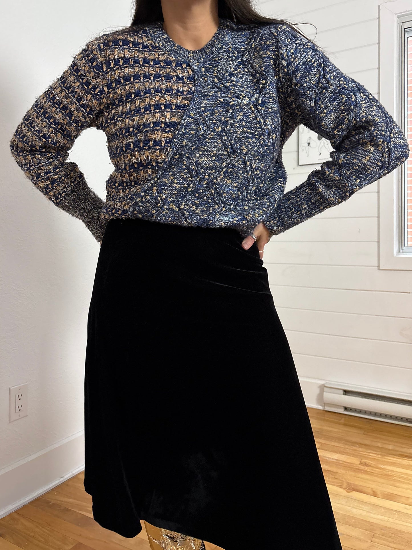 Desigual metallic hybrid chunky knit pullover M/L