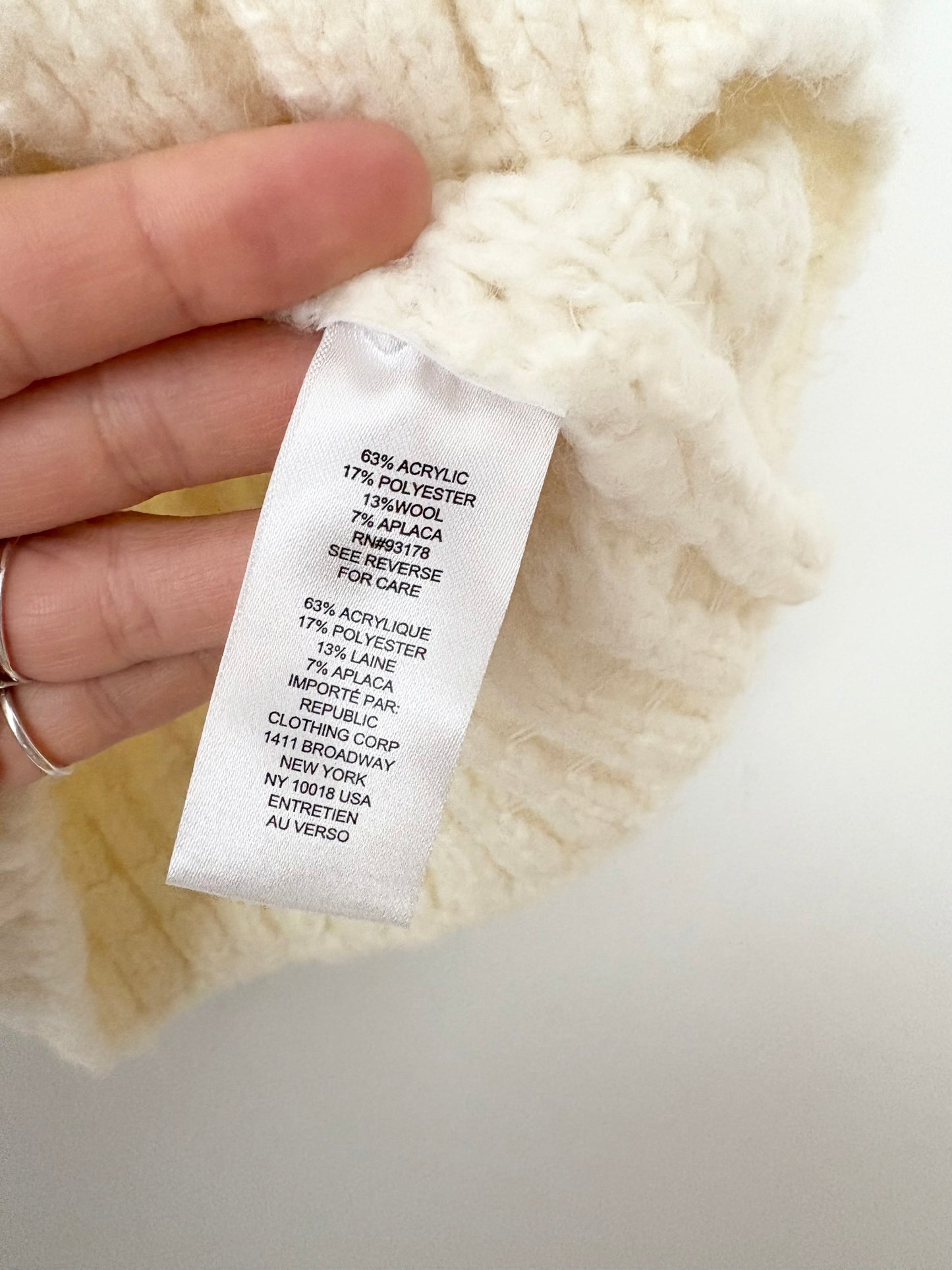 Industry cream cable knit puff sleeve sweater Medium