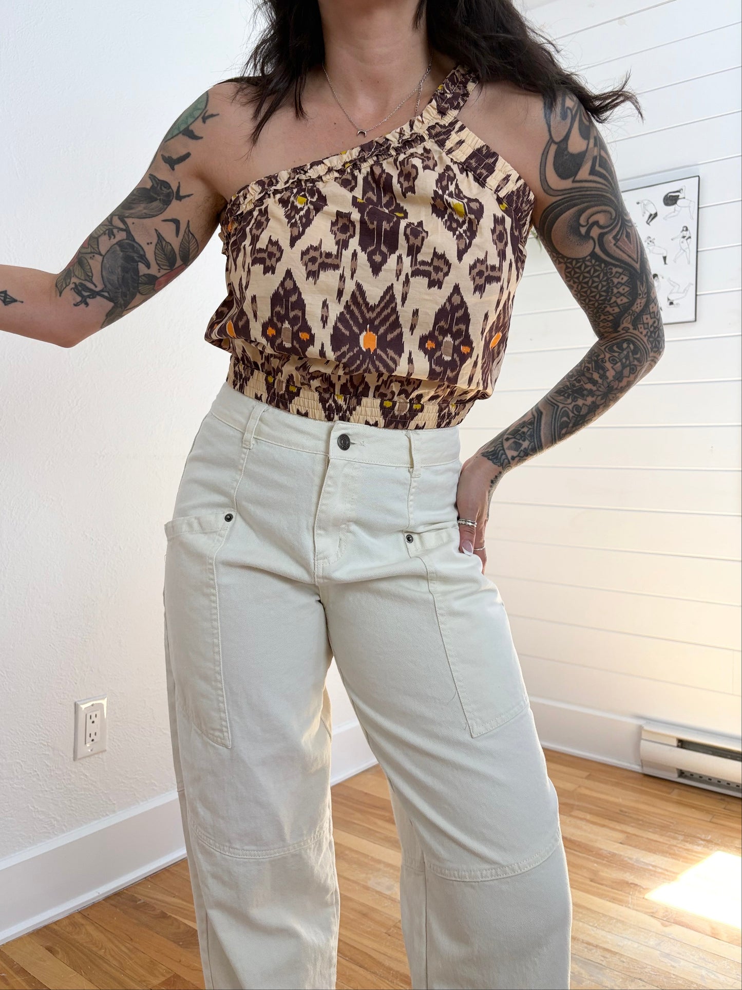 Bailey 44 printed one shoulder top S/M