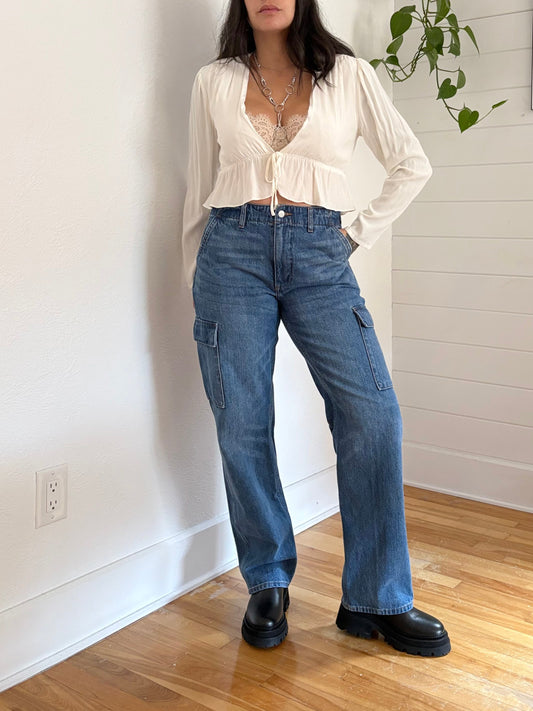 Denim Forum 90's Edie low rise cargo jeans W28