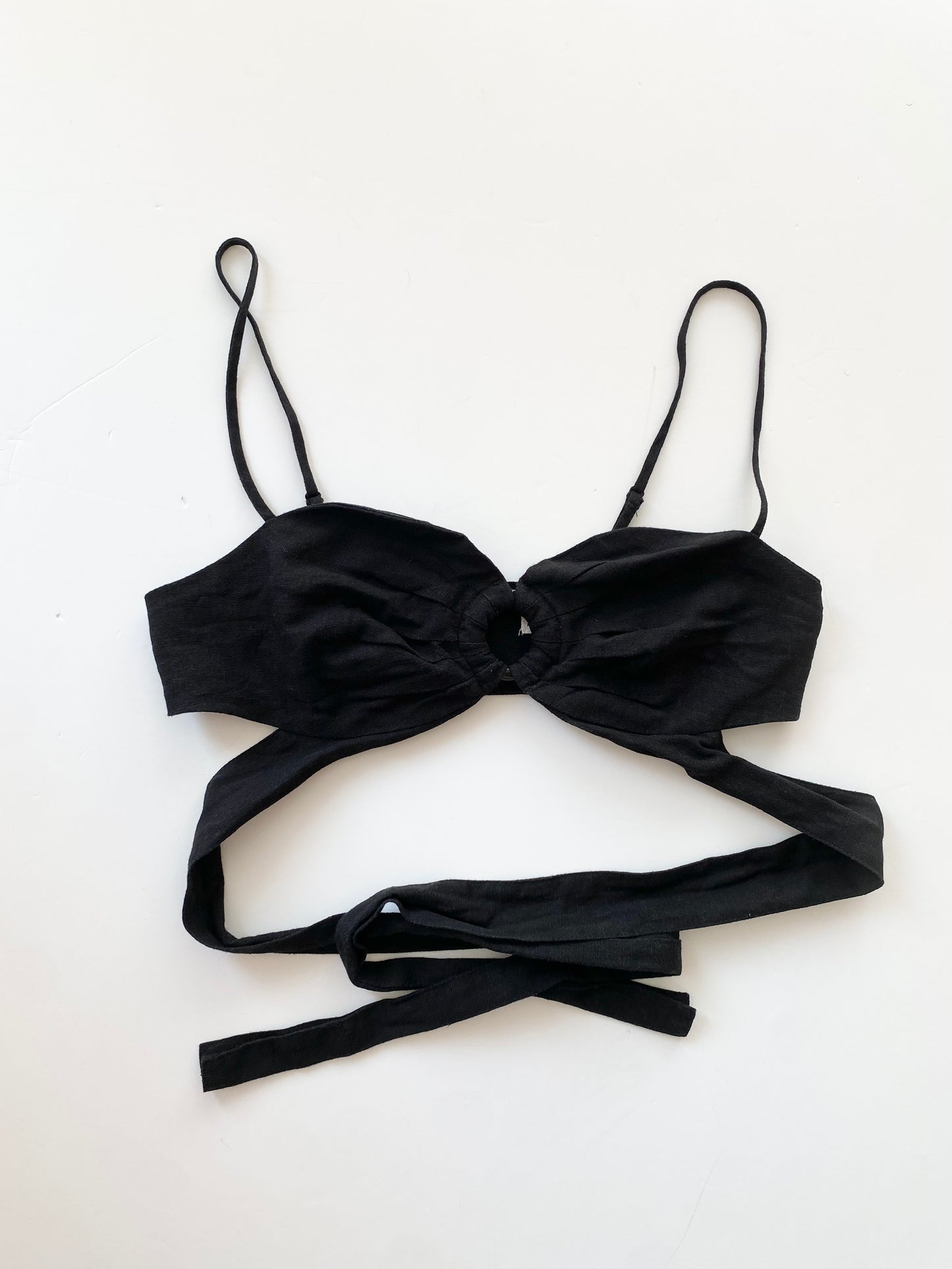 Avec les filles crop top cache-cœur en lin mélangé S/M