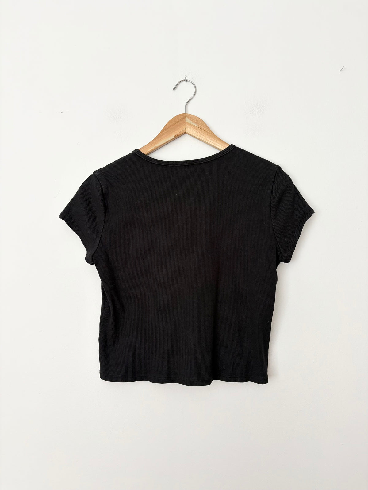 T-shirt Reformation à col rond, manches courtes et texture côtelée, taille XL