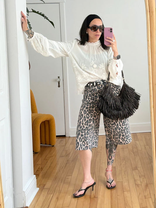 Pilcro leopart print bermuda shorts W27/28