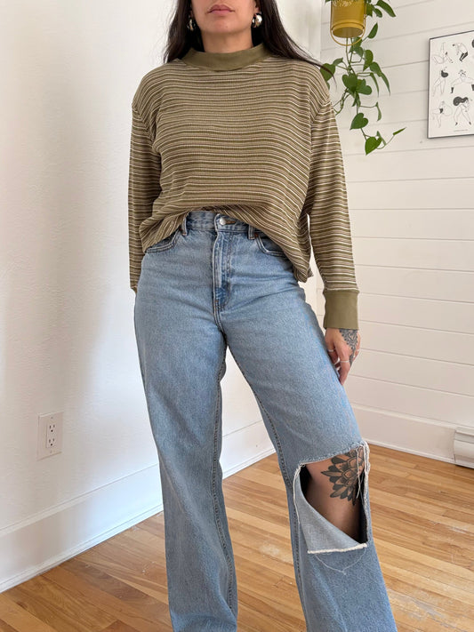 Madewell mockneck waffle sweatshirt Small