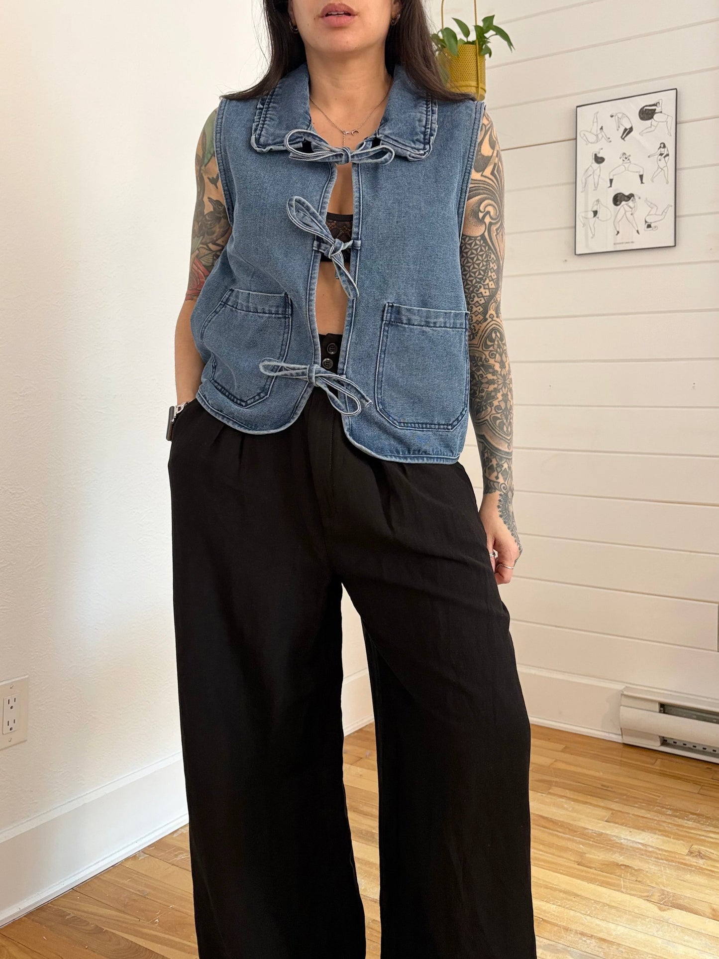 Stoosh Vintage denim tie-front vest M/L