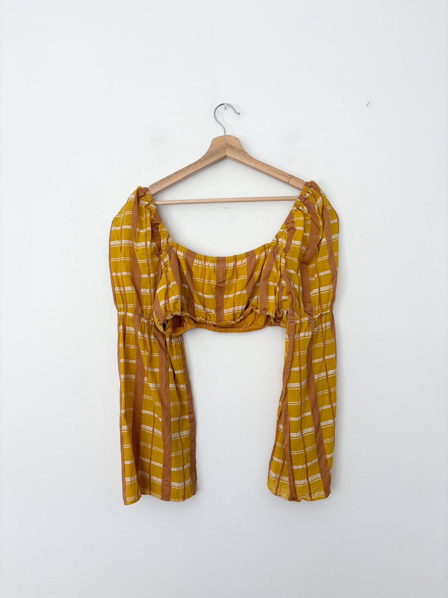 STAUD long sleeve plaid crop top Medium