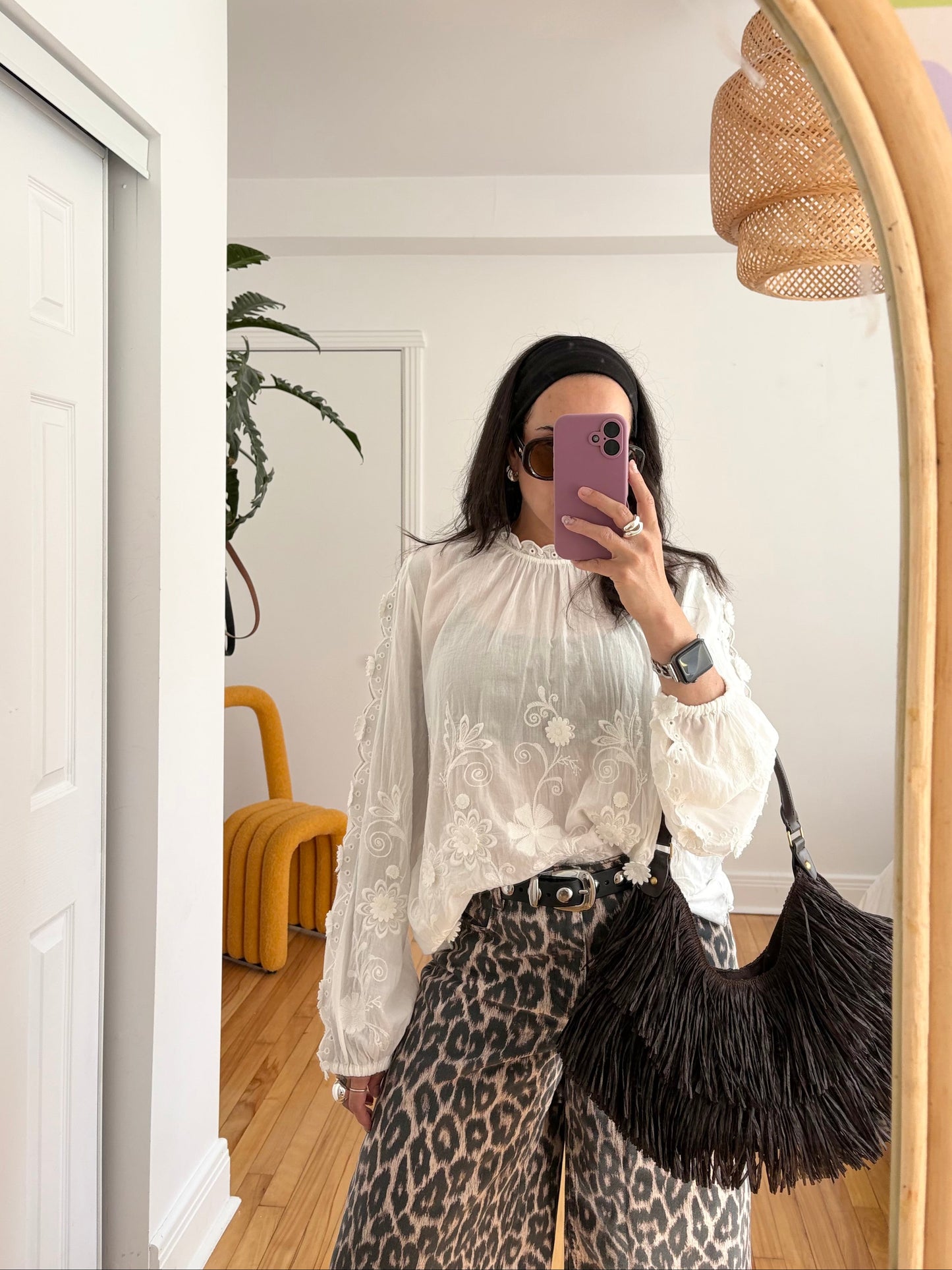 Anthropologie embellished floral blouse Medium