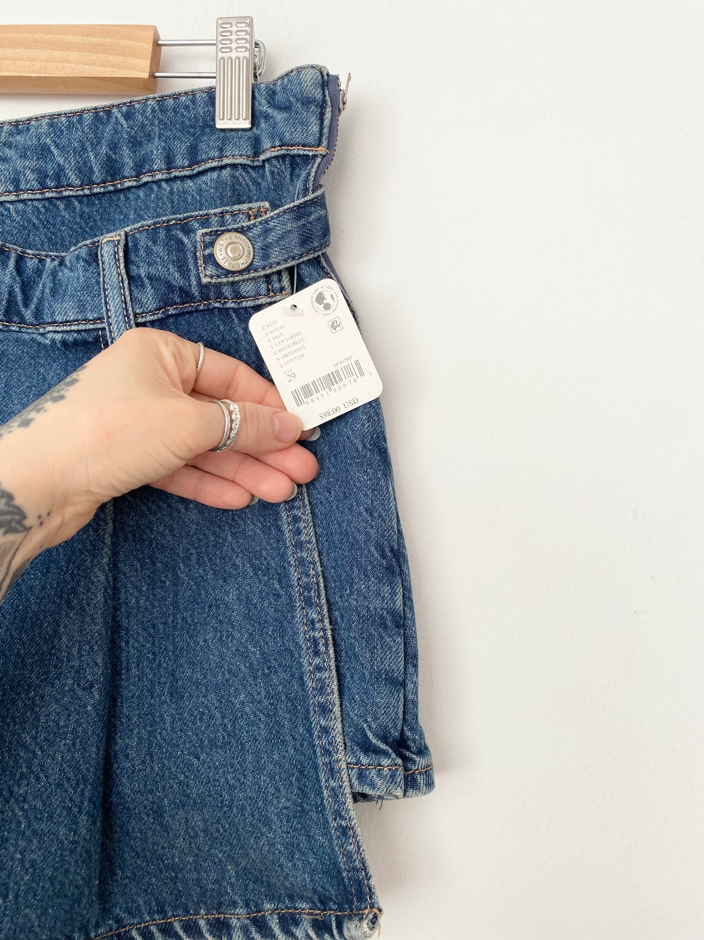 Free People Stephie pleated denim skort W29
