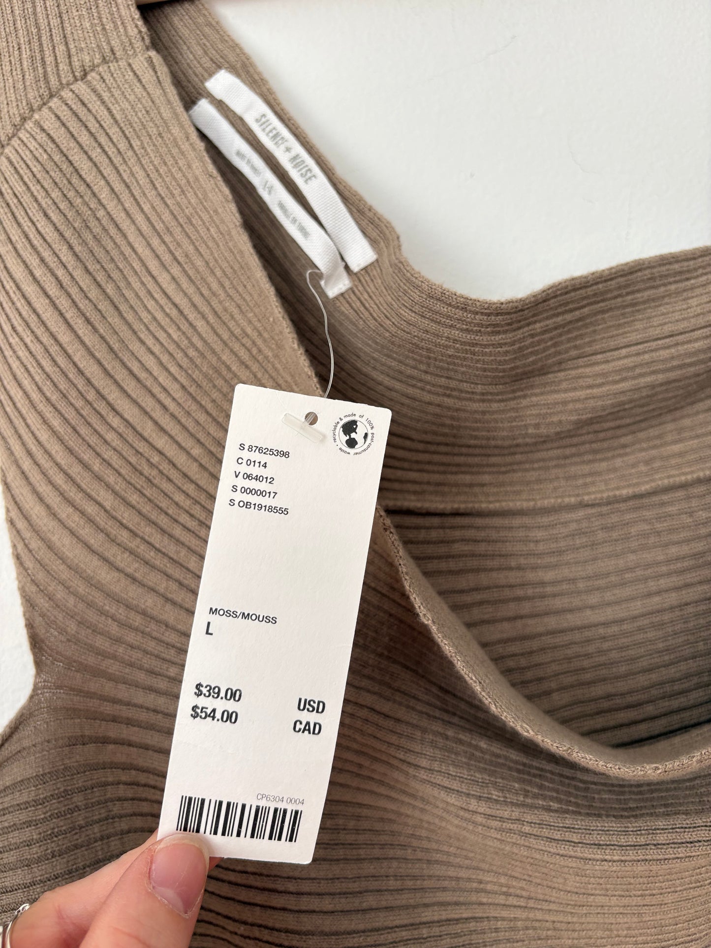 Silence + Noise Naomi one shoulder ribbed top L/XL