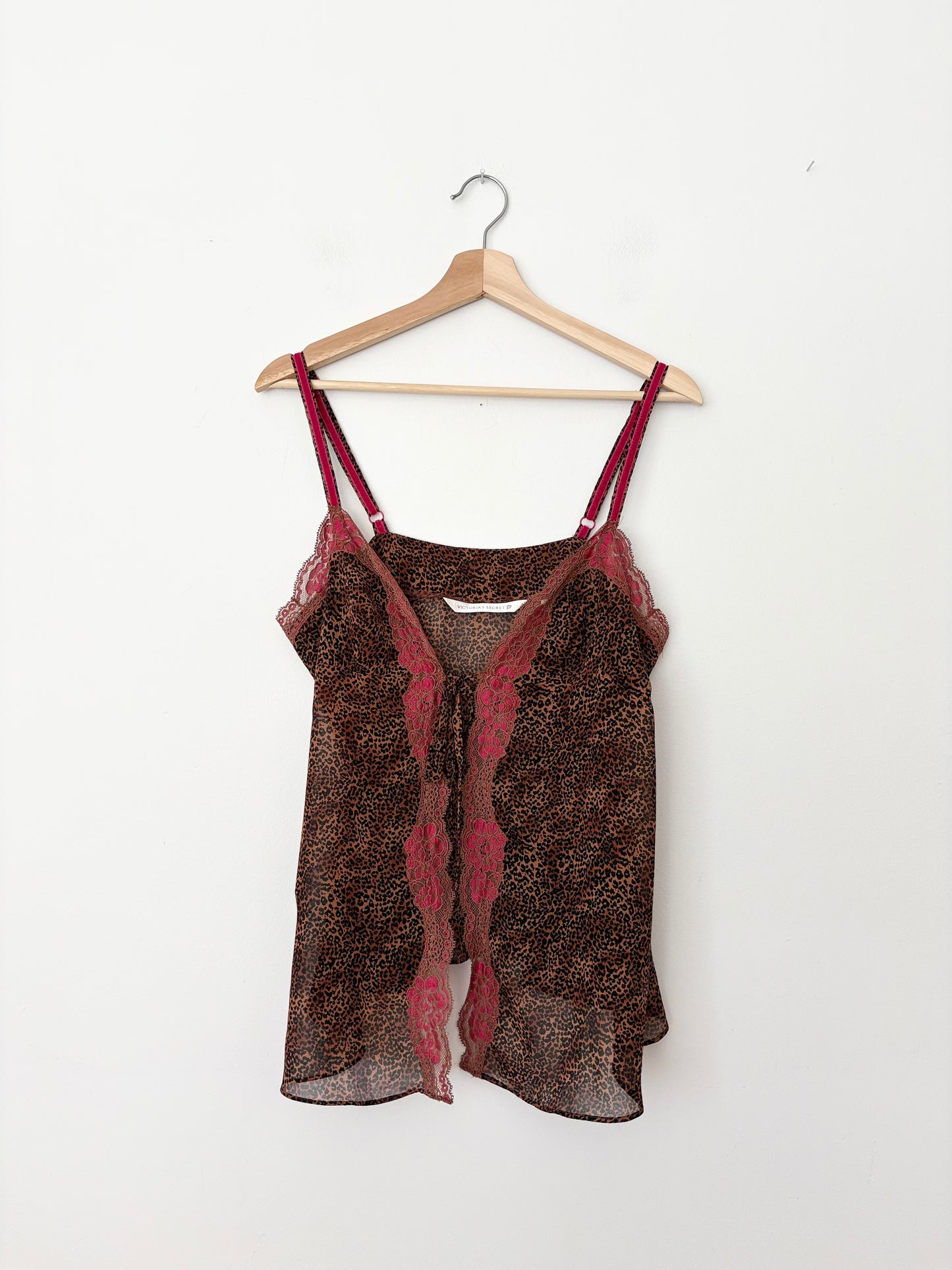 Vintage VS leopard tie front tank top Medium
