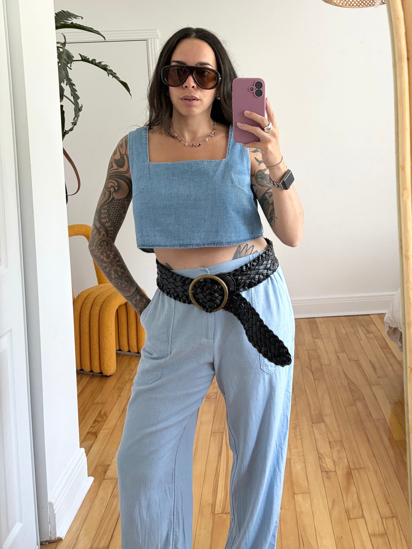 Petal & pup crop denim top Medium
