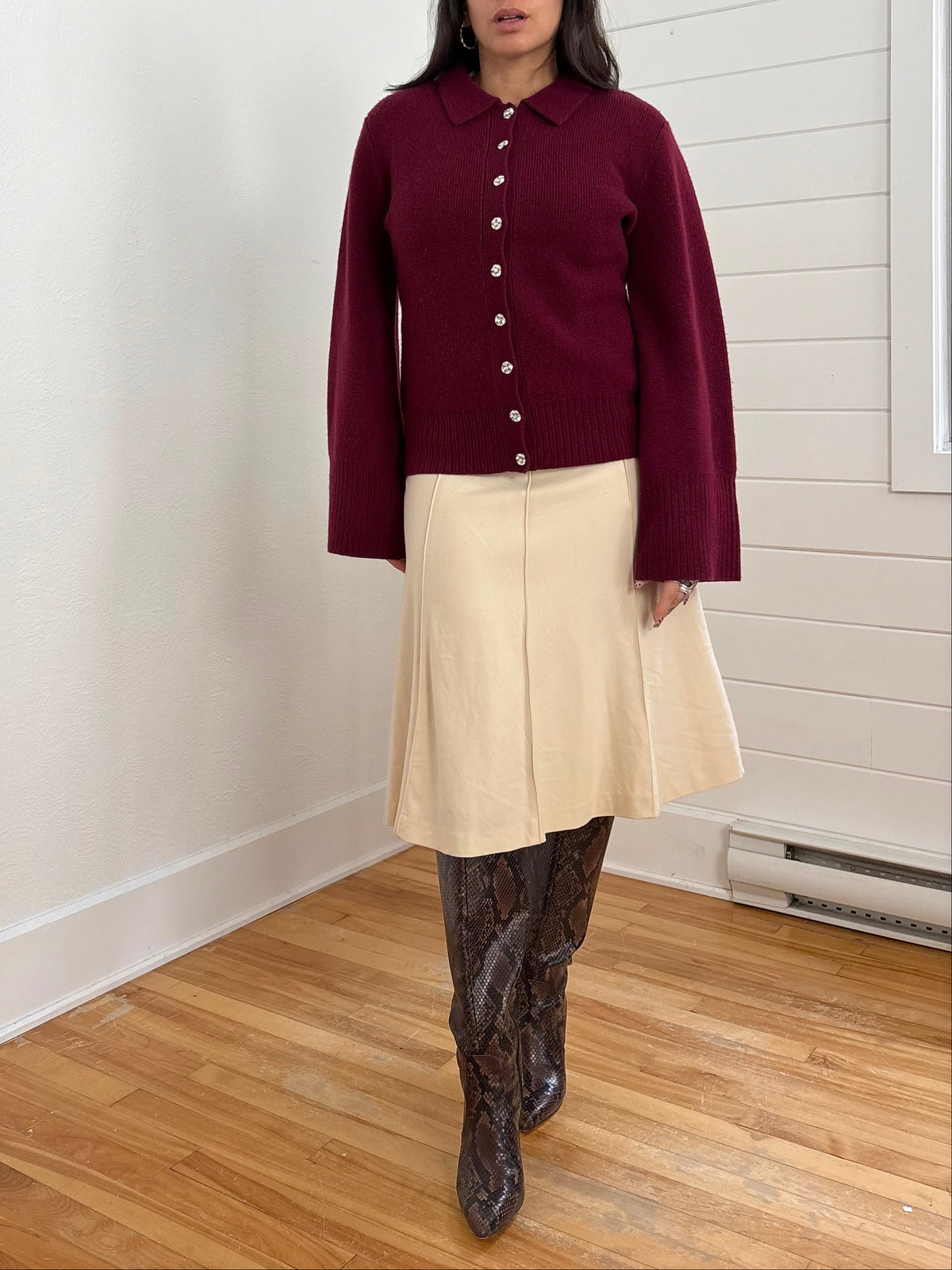 J.Crew Milano stitch wool cardigan Medium
