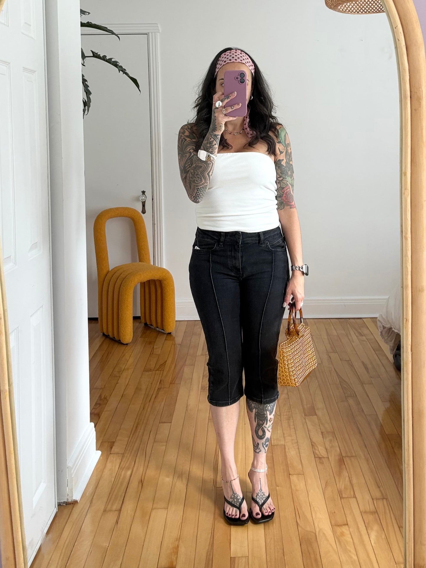 Capri en jean noir Free People "Dusk to Dawn" W28