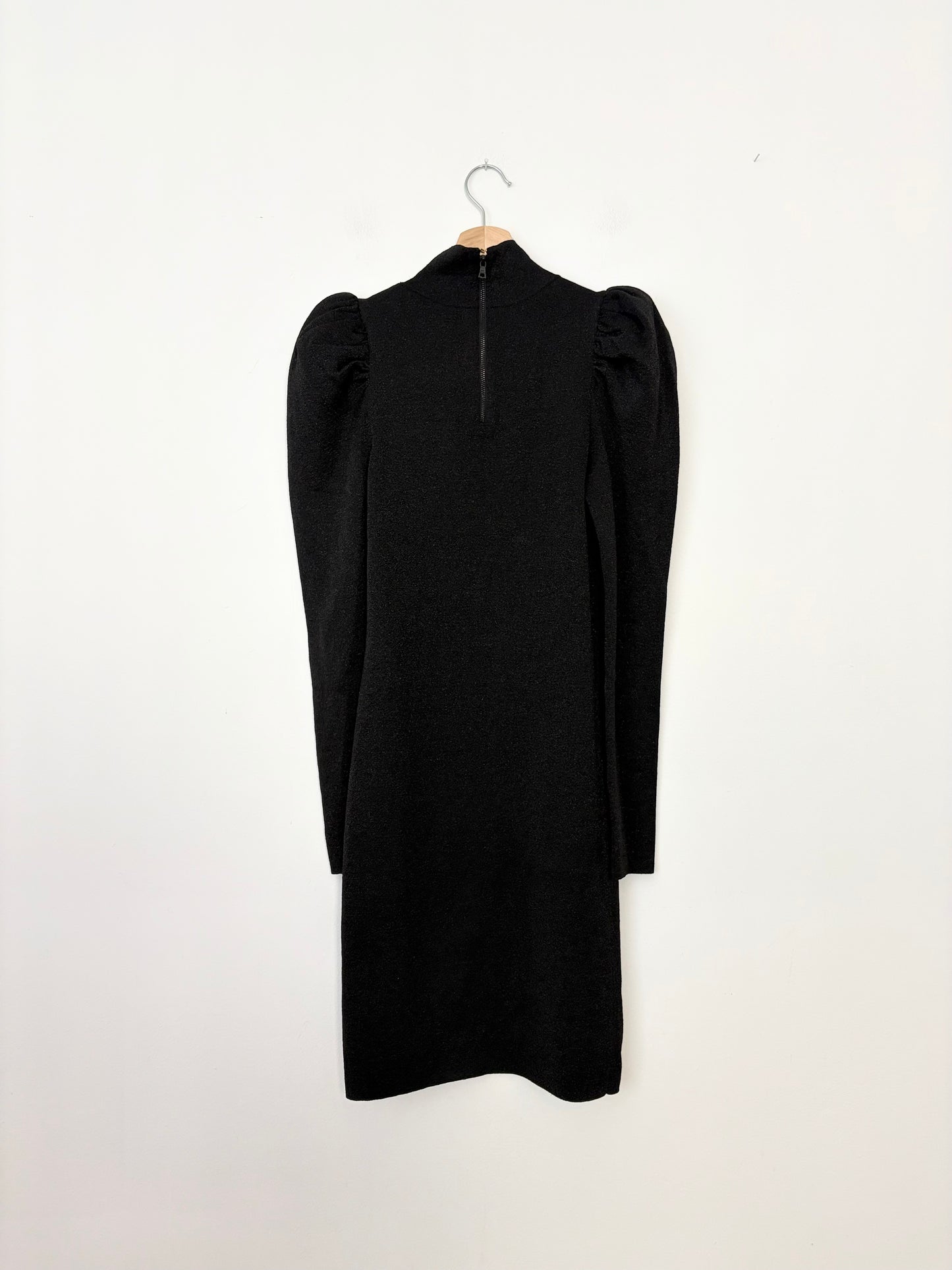 Alice + Olivia Issa metallic turtleneck wool blend dress Medium