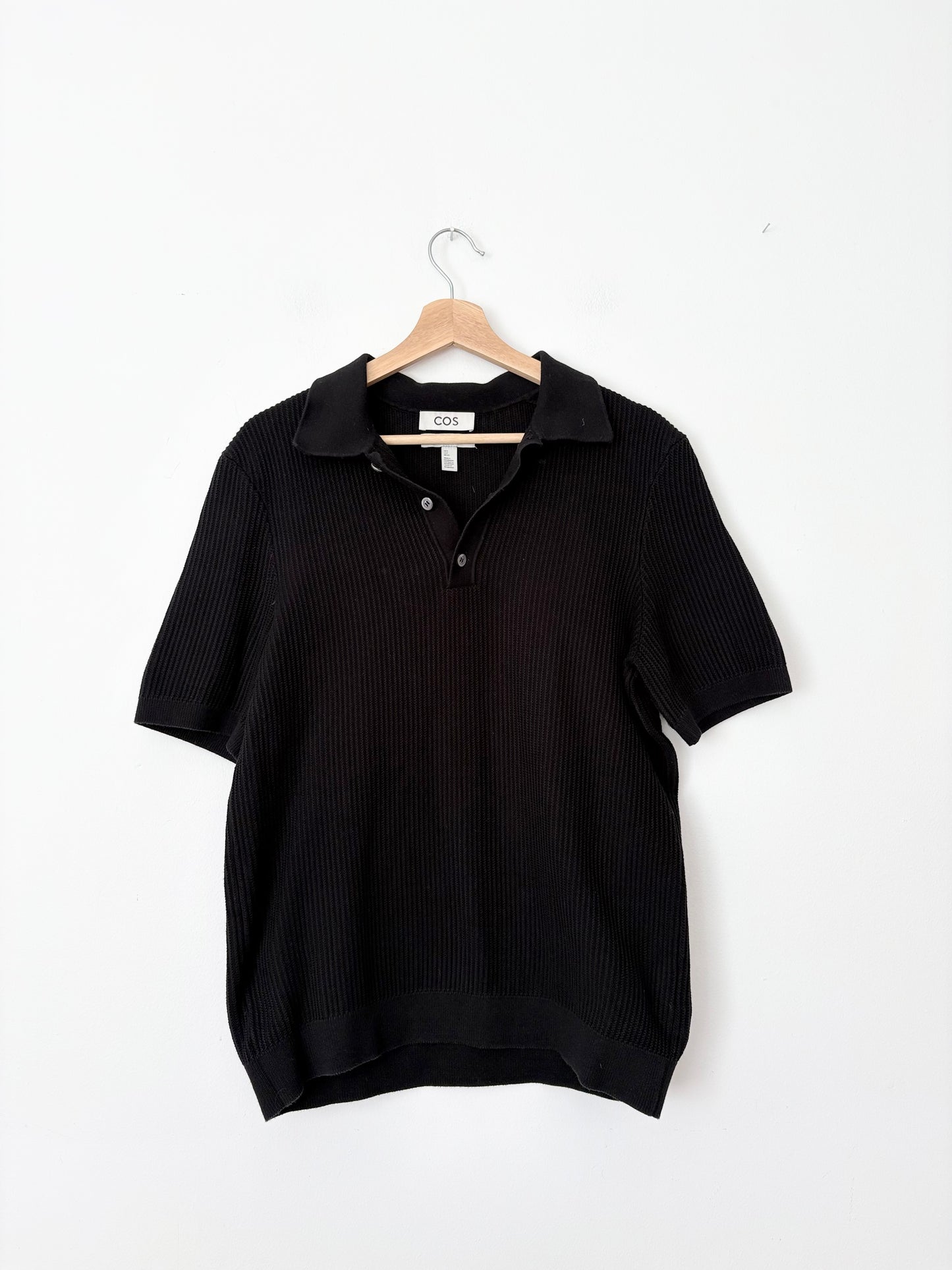 COS textured knitted cotton polo shirt
