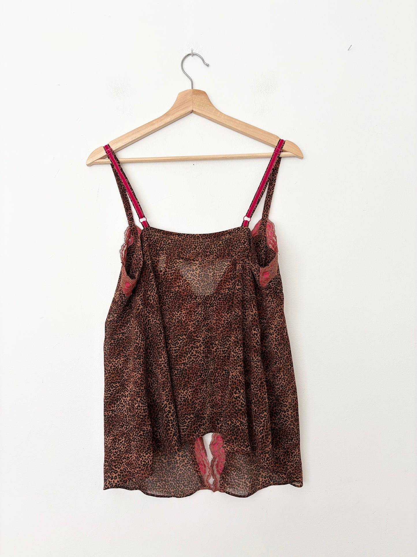 Vintage VS leopard tie front tank top Medium