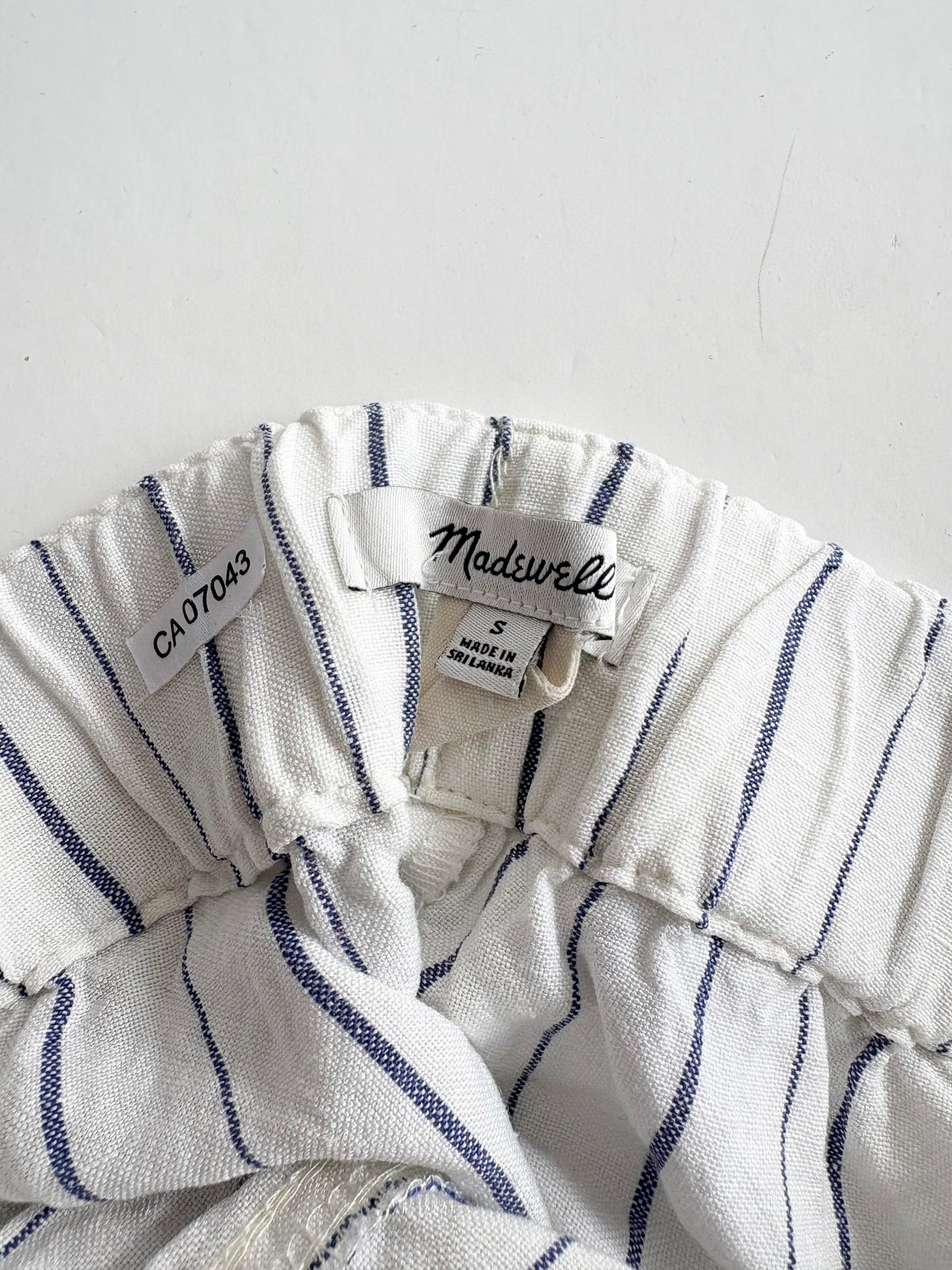 Madewell linen wide leg pants in stripe Small