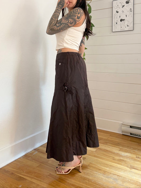 Animale brown coated cargo skirt Large