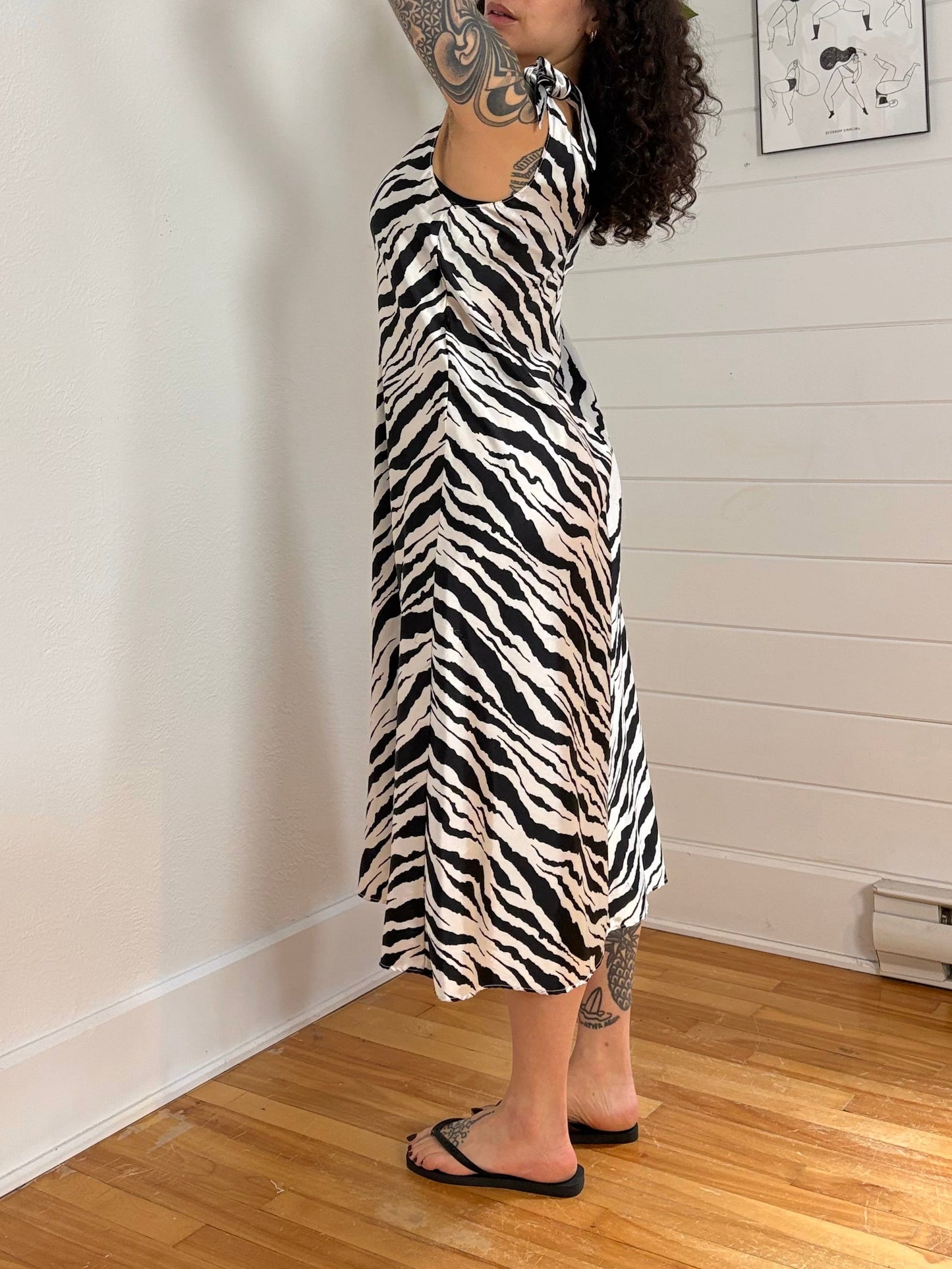Vintage Bob Mackie zebra midi dress S/M