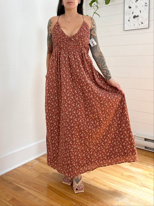Treasure & Bond smocked floral midi dress Large