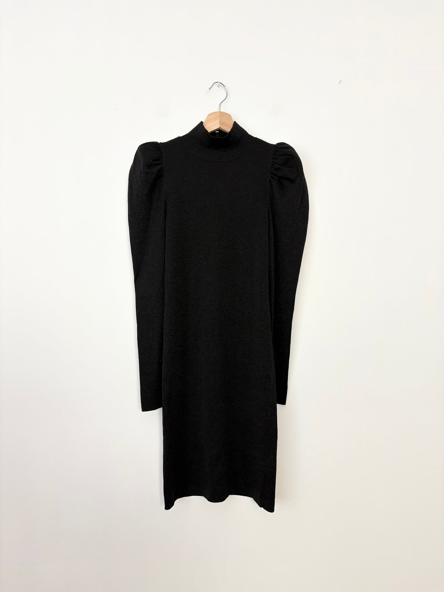 Alice + Olivia Issa metallic turtleneck wool blend dress Medium