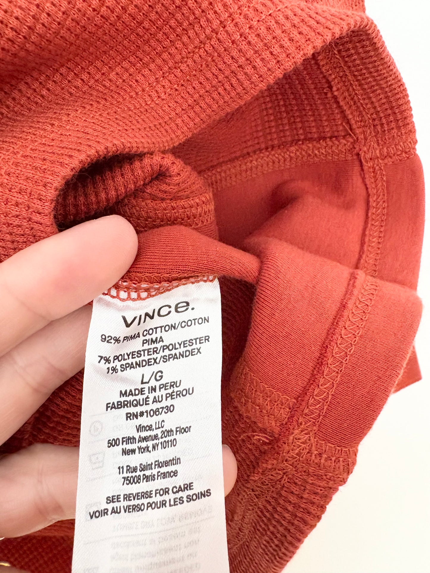 Vince pima cotton thermal long sleeve L/XL