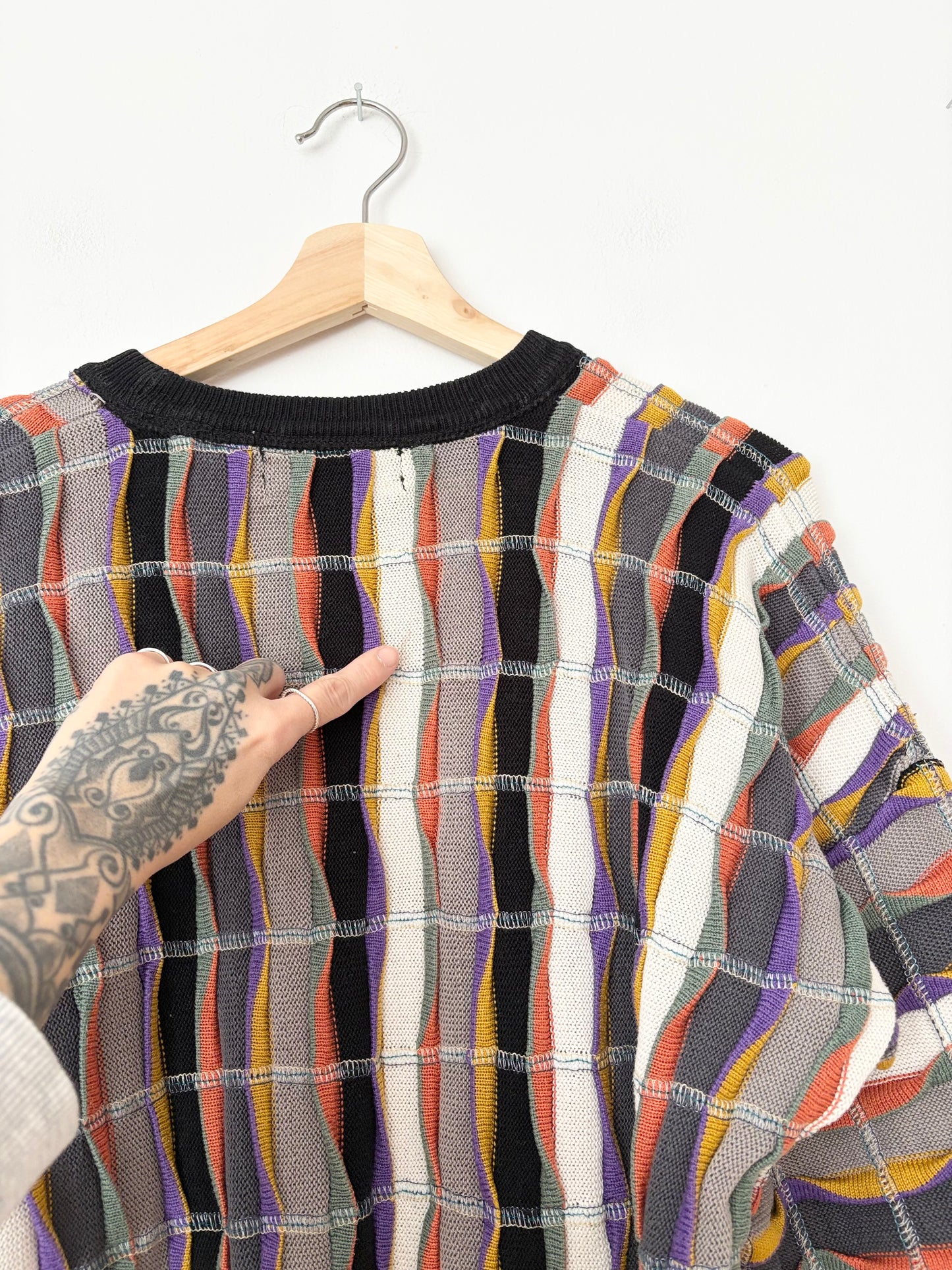 Vintage stripe knit oversized sweater L/XL