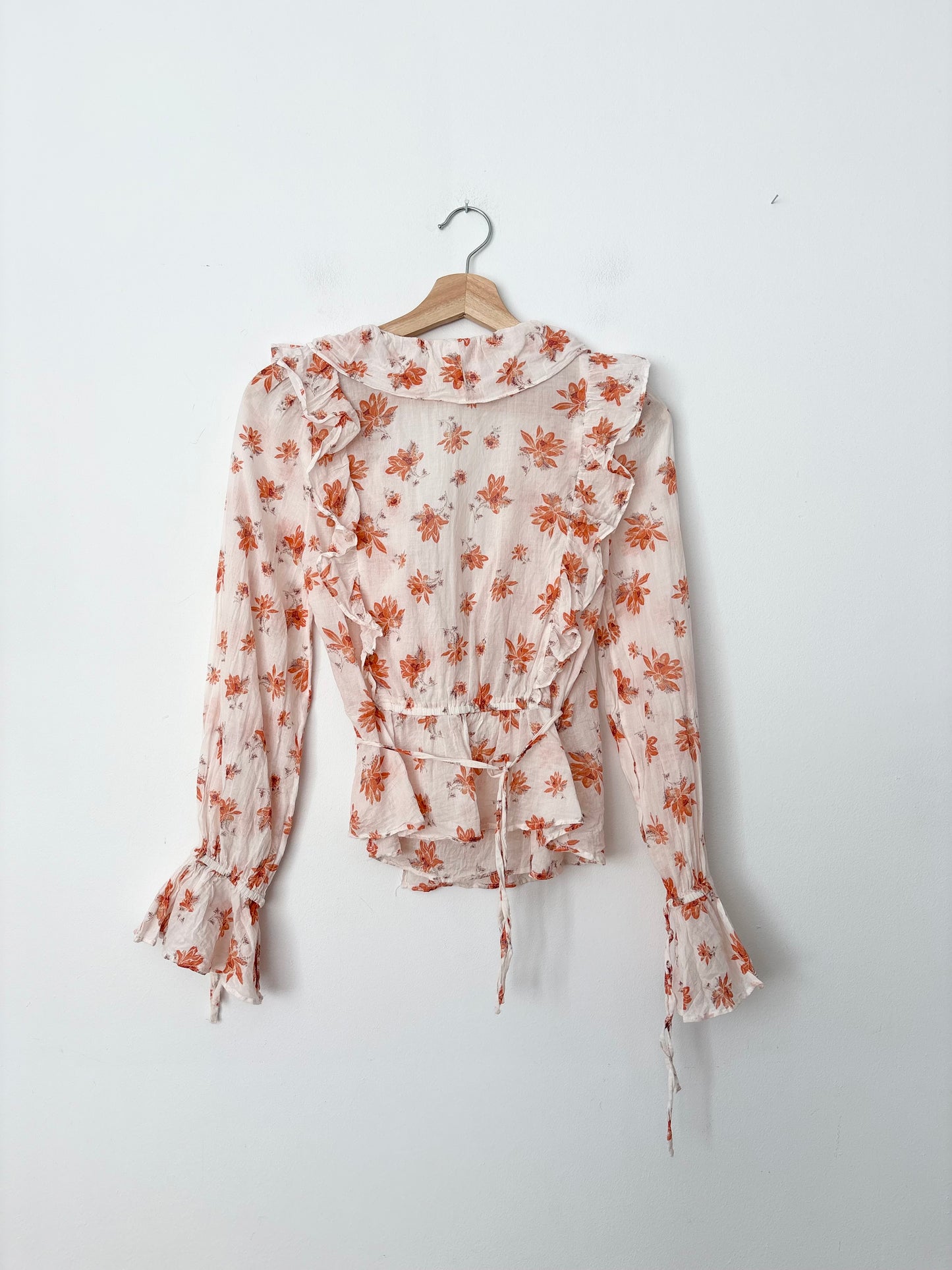 Free People amanda floral wrap blouse XS