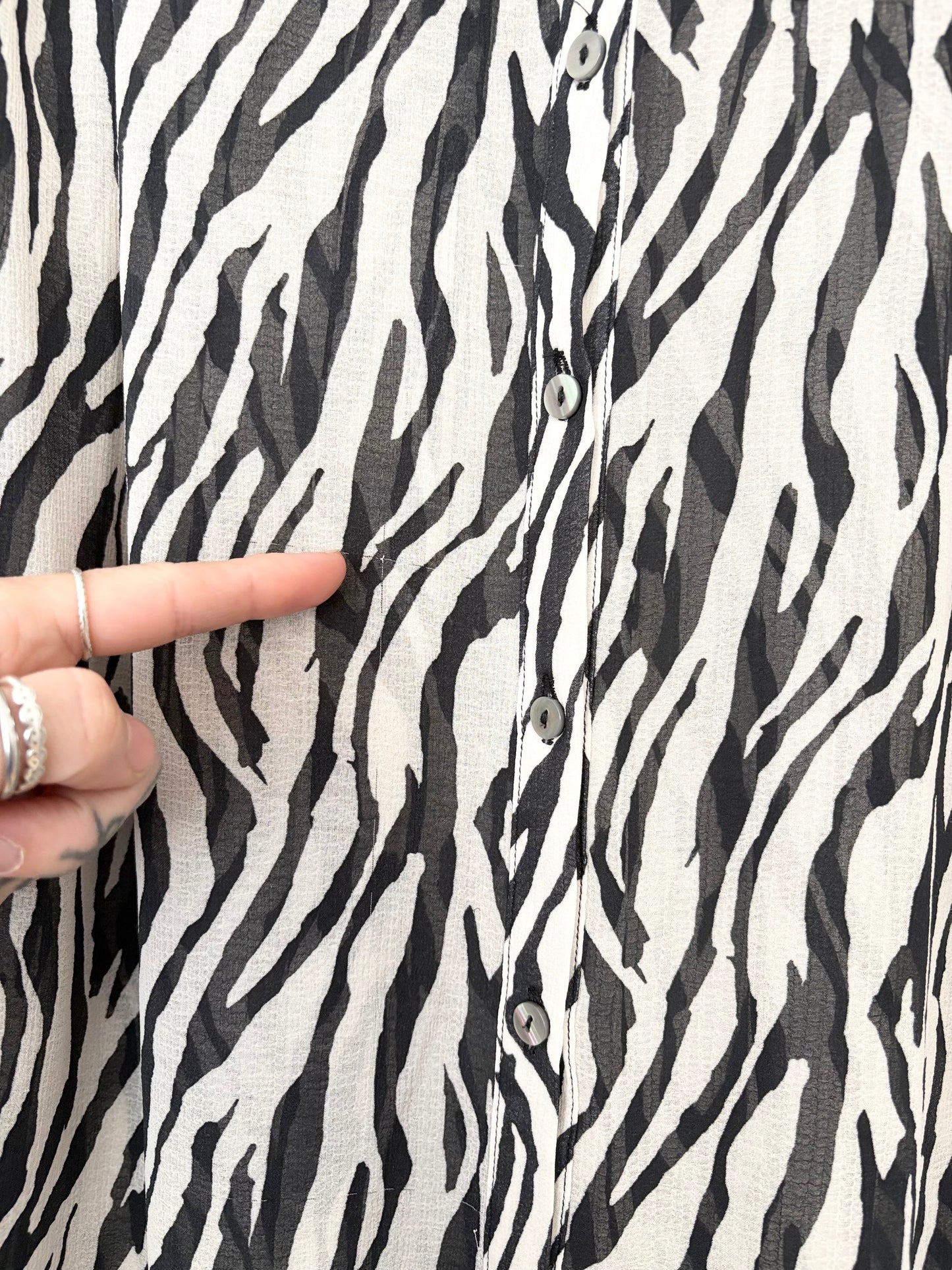 Free People ciara zebra button down shirt M/L