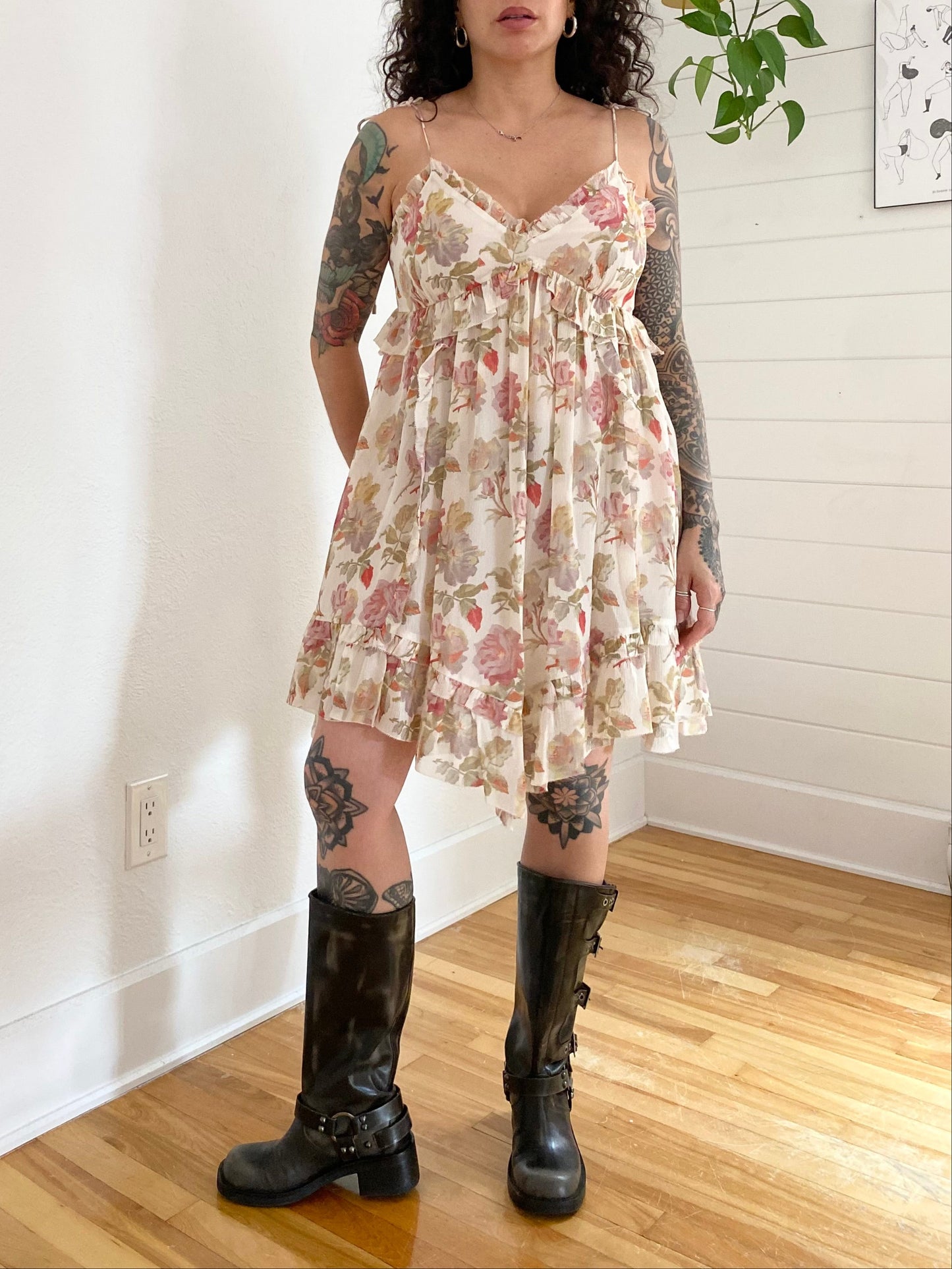 The kooples english roses silk floral mini dress M/L