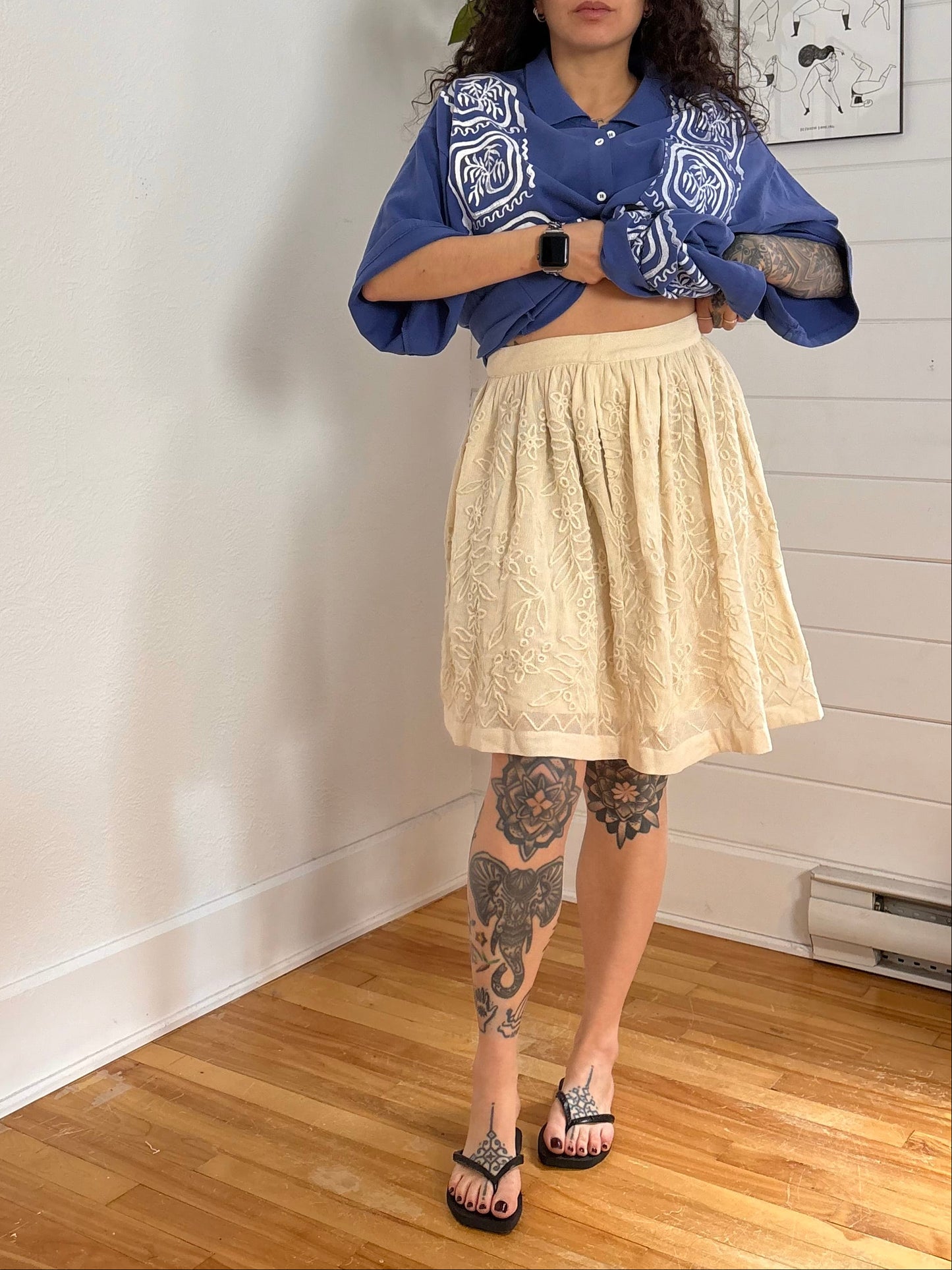 Lilla P mesh embroidered skirt XS