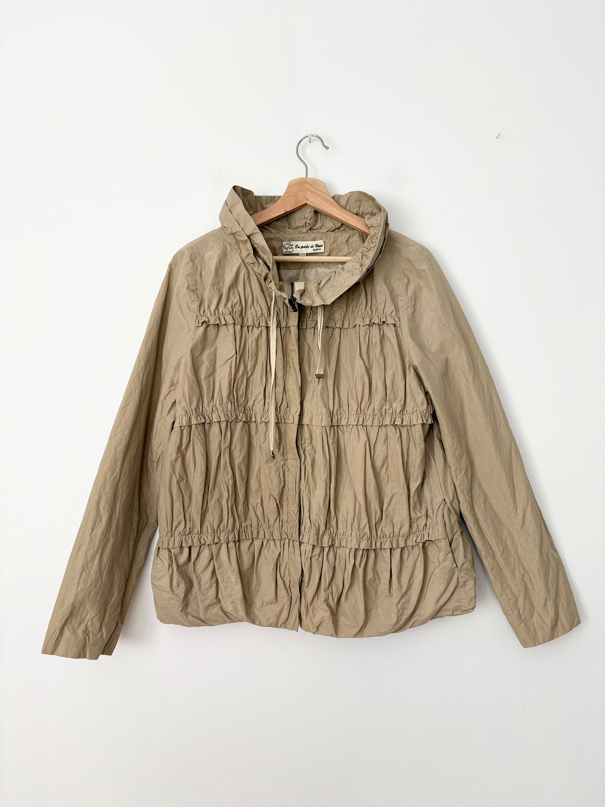 On parle de vous Paris ruffled cinched nylon coat M/L