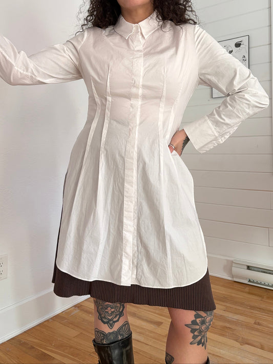 Chemisier long en popeline à pinces Dorothee Schumacher, taille M/L