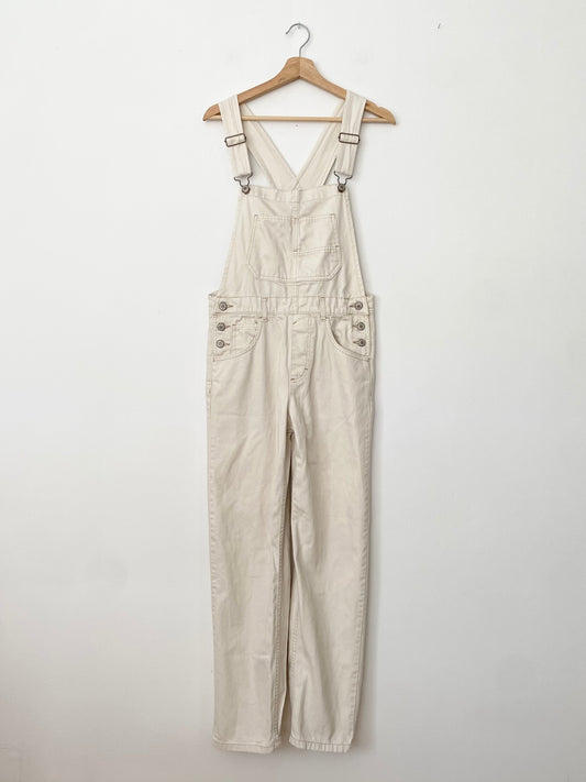 Free People white denim overalls XS/S