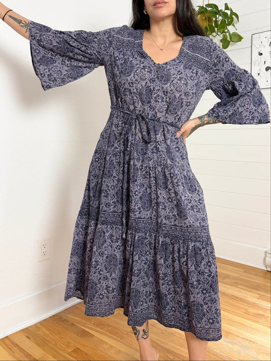 Xirena semi sheer paisley belted dress Small