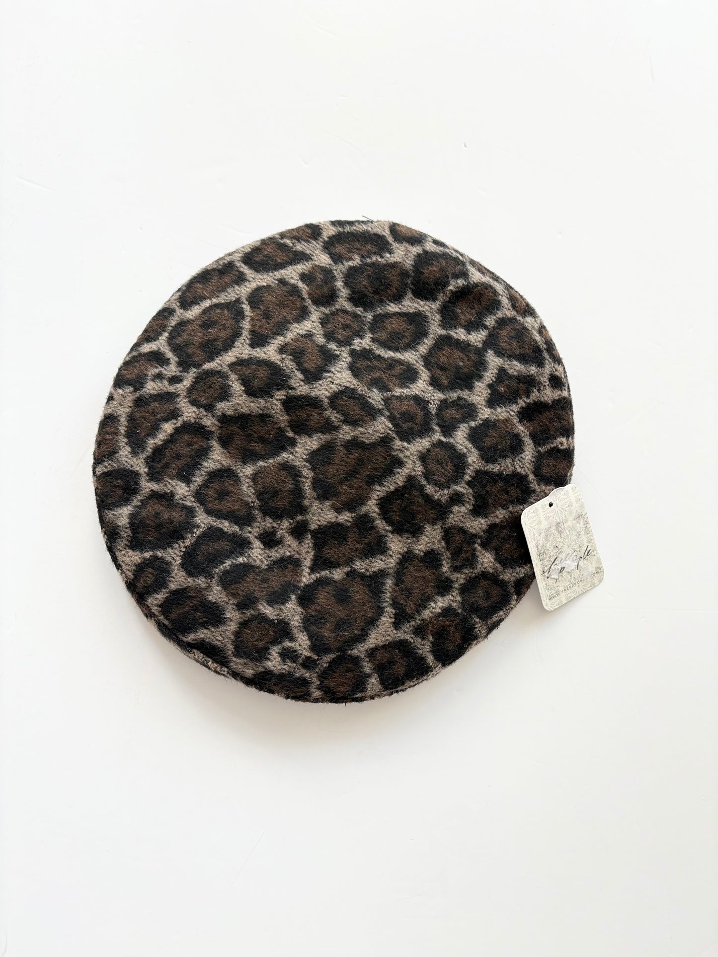 Free People X Understated Leather penny leopard beret