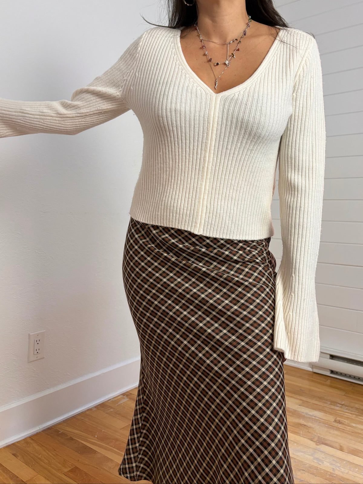 Madewell ribbed V neck sweater in merino wool XL