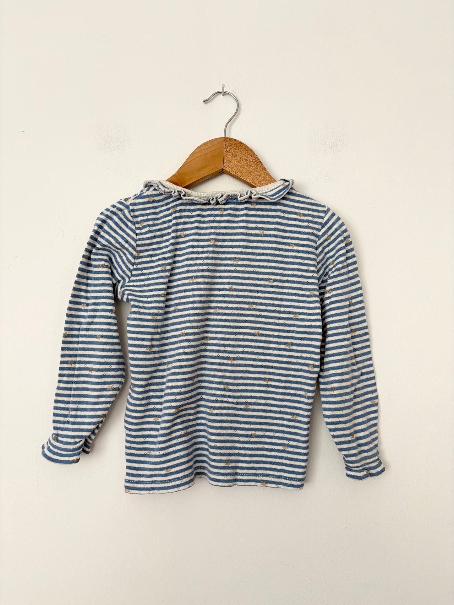 Mini boden stripe ruffle top 4/5Y