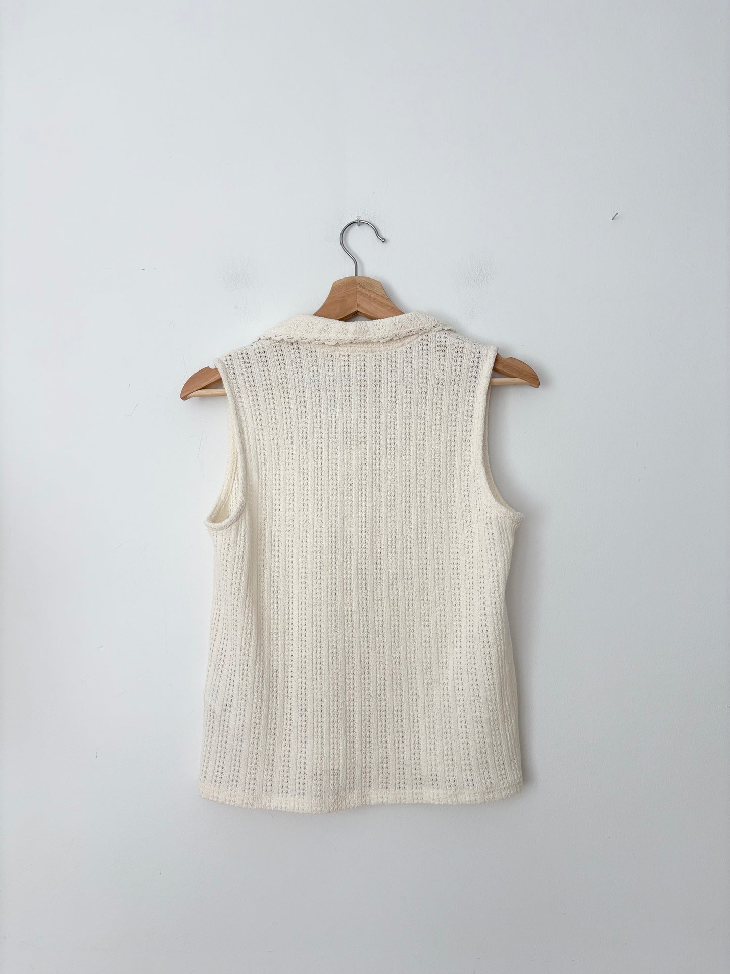 Gilet sans manches en tricot crocheté à col en V Madewell, taille S