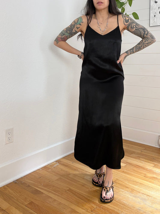 Ganni heavy satin slip dress S/M