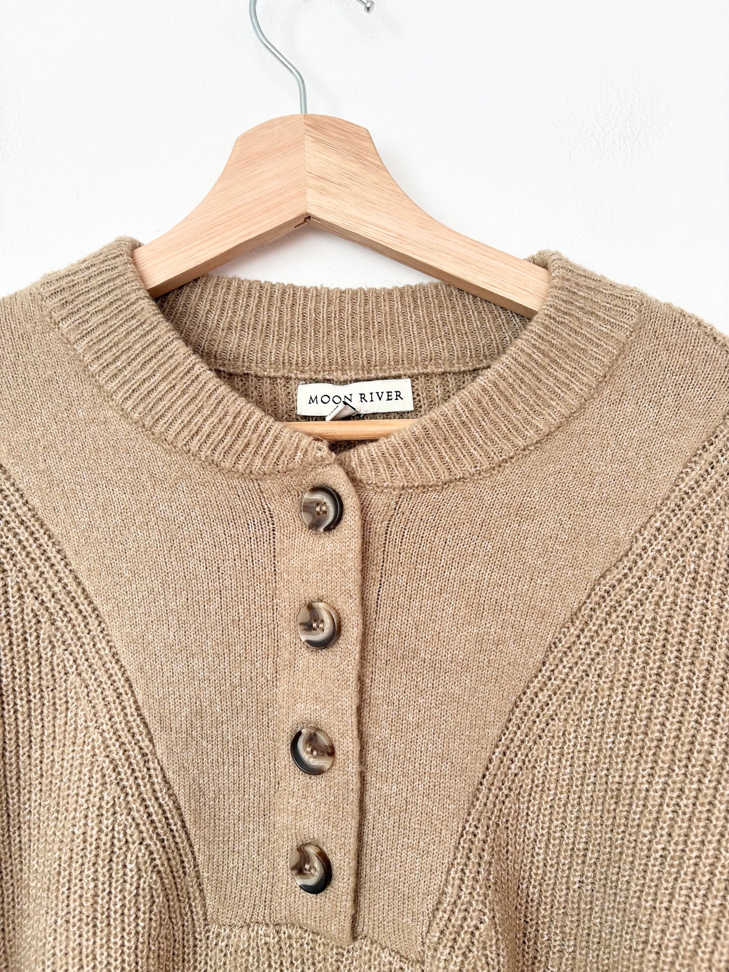 Pull en maille henley Moon River, taille moyenne