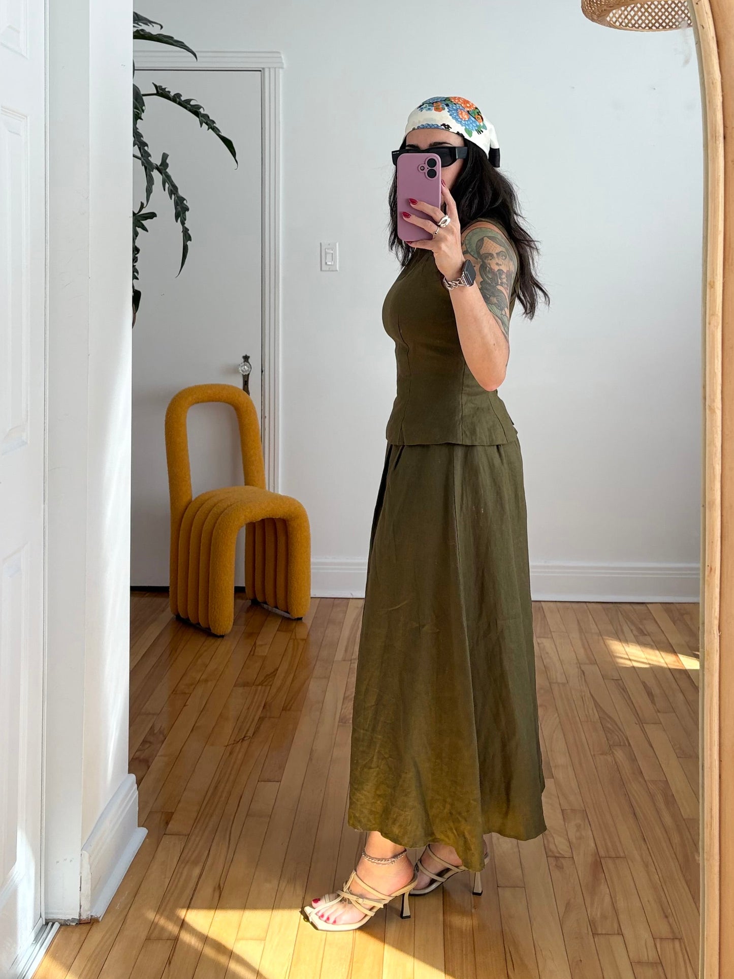 O.P.T Aveline Linen set in moss Medium