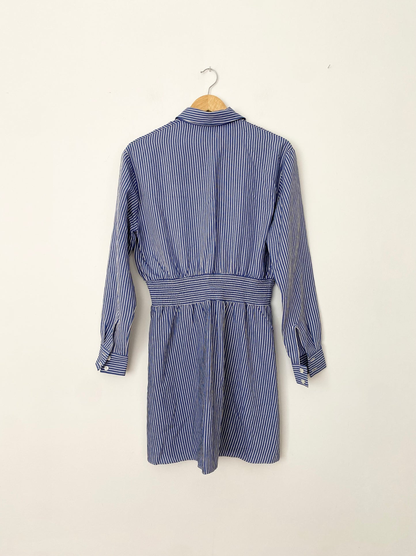 The kooples Amy stripe smocked waist shirt dress Medium
