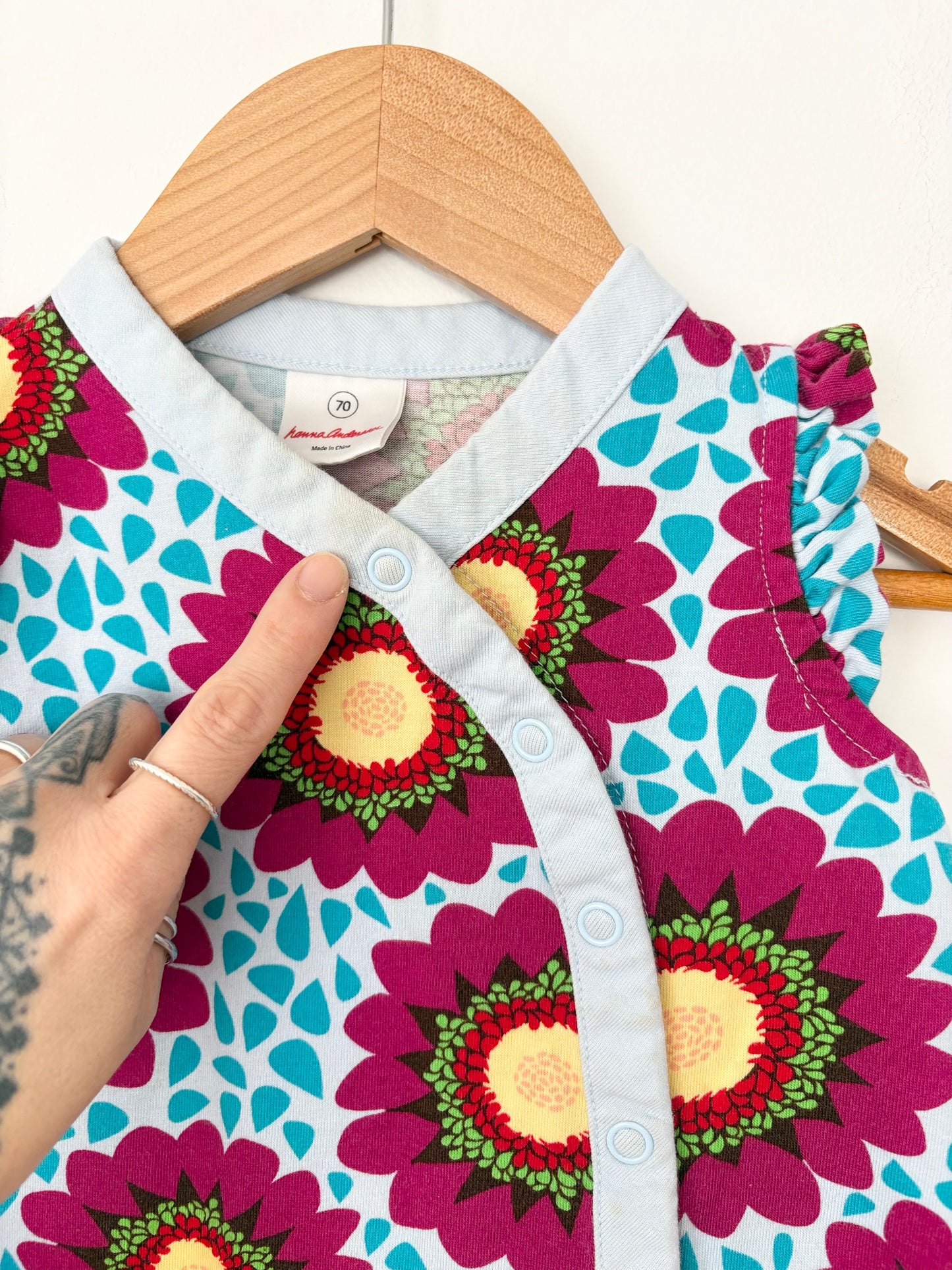Hanna Anderson floral romper 6-12 months