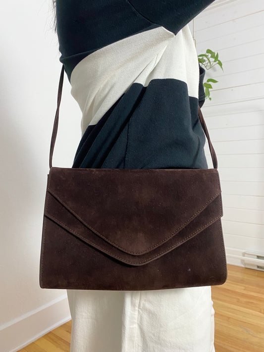 Sac bandoulière vintage en daim marron