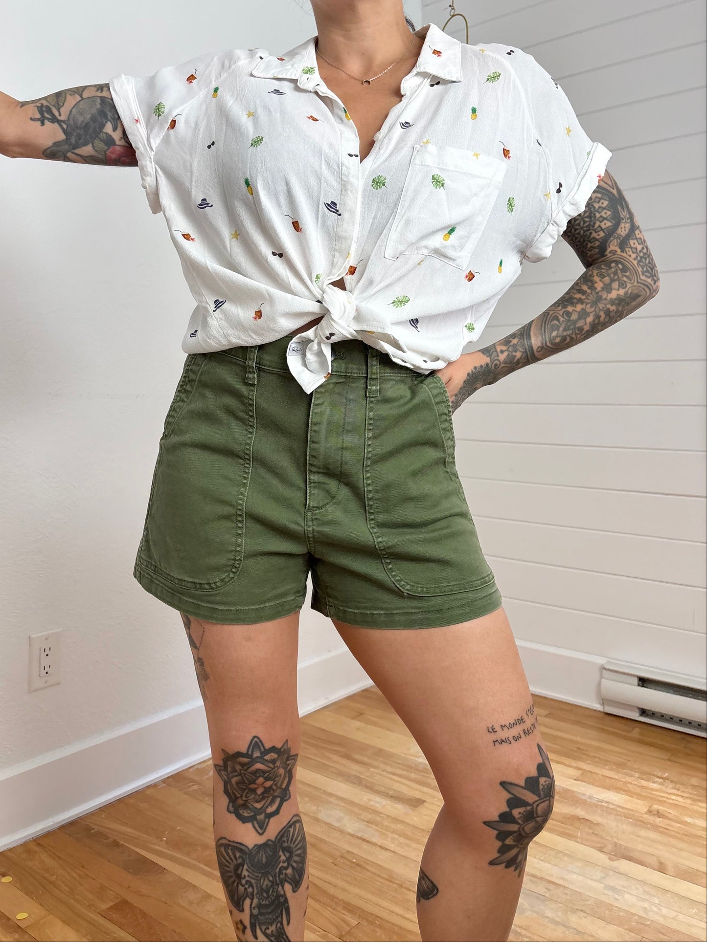 Short Madewell The Perfect Vintage couleur kaki, taille W27/28