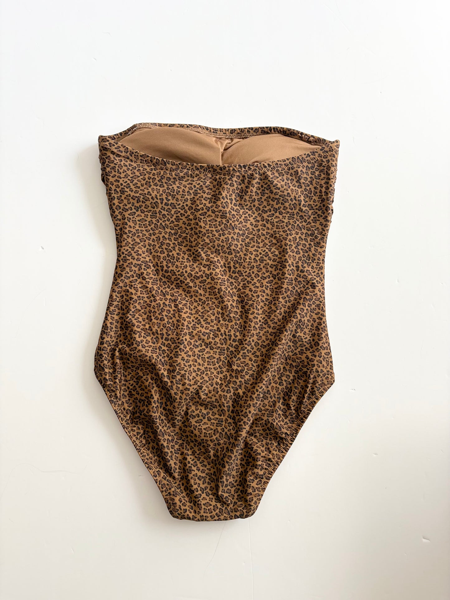 J.Crew Gemma ruched leopard print bandewau swim Medium