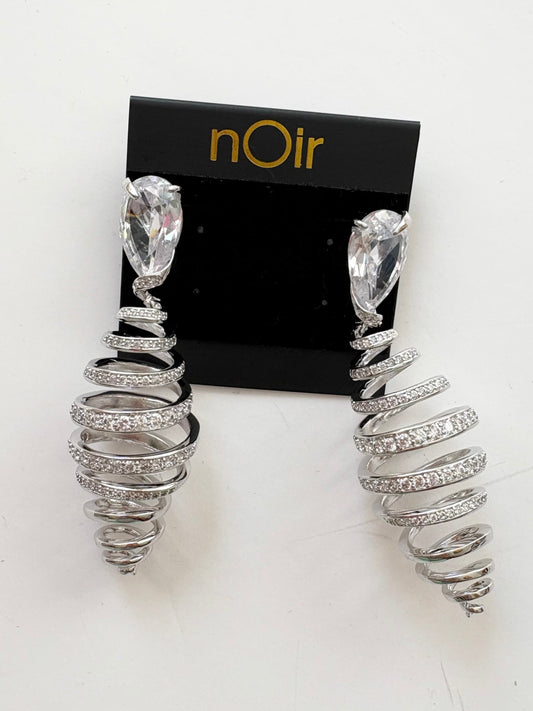Noir NYC statement spiral cone pave earrings