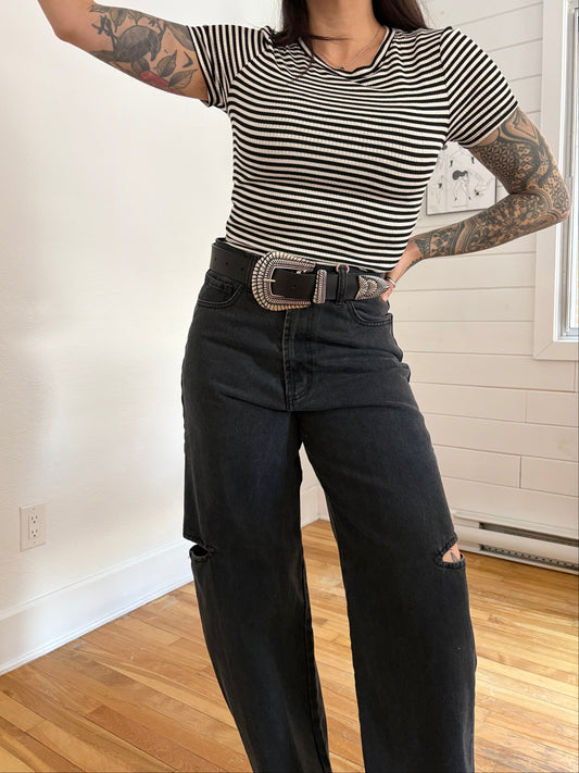 T-shirt bébé rayé en lin mélangé Urban Renewal, taille M