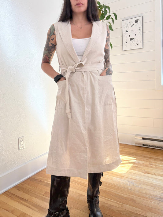 Theory Skea crunch linen sleeveless vest & shorts set S/M